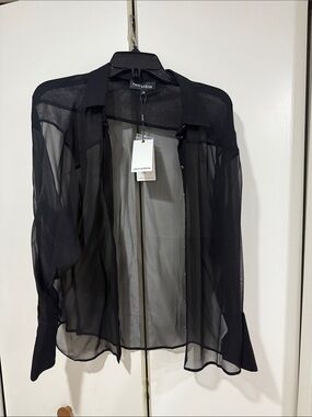 Retrofete Black Sheer Button-Up Shirt